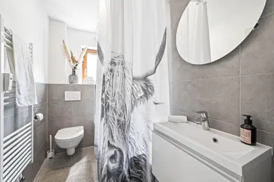 Ein Badezimmer in der Unterkunft Ruhiges und zentrales Apartment in Hüttenfeld