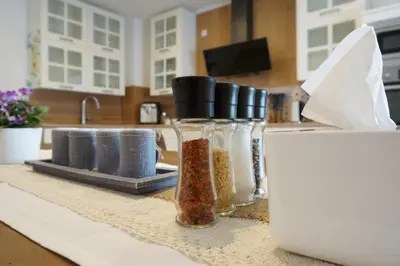 Küche/Küchenzeile in der Unterkunft Mein Apartment Flowers mit Kamin, bis 10 Personen