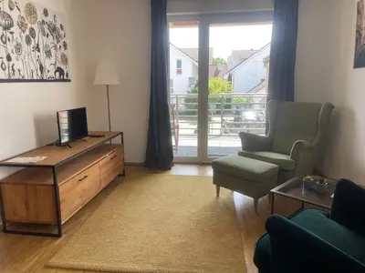 Ein Sitzbereich in der Unterkunft Art Apart Stuttgart