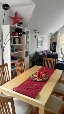 Ein Sitzbereich in der Unterkunft Ferienwohnung Dreiseetal