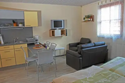Küche/Küchenzeile in der Unterkunft Ferienhaus & Weingut am Steingebiss