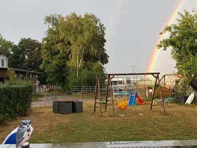 Ein Kinderspielbereich in der Unterkunft Ferienwohnung Sattelkammer