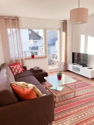 Ein Sitzbereich in der Unterkunft Helle und gemütliche Ferienwohnung in Lorsch