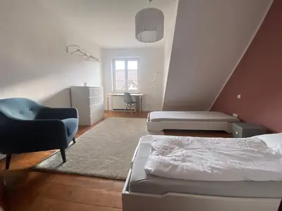 Ein Bett oder Betten in einem Zimmer der Unterkunft Apt5 - Ferienwohnung Brötzingen im 4 OG
