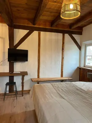 Ein Bett oder Betten in einem Zimmer der Unterkunft Altes Rathaus
