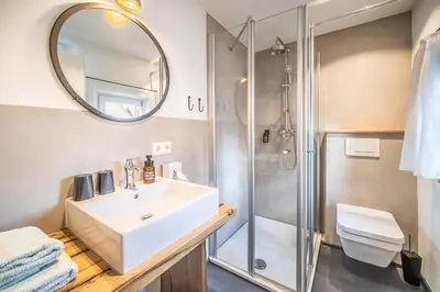 Ein Badezimmer in der Unterkunft Altes Rathaus