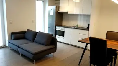 Küche/Küchenzeile in der Unterkunft Apartment mit Terrasse in Abstatt