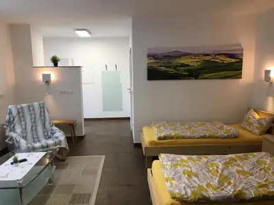 Ein Sitzbereich in der Unterkunft Helles neues Appartement