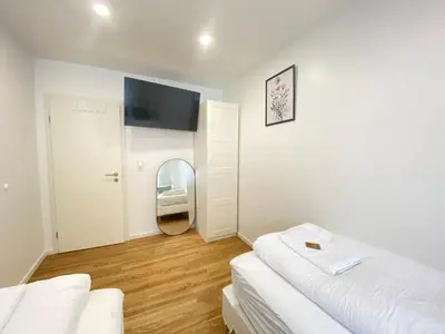 Ein Bett oder Betten in einem Zimmer der Unterkunft Lux Apartment near Frankfurt!