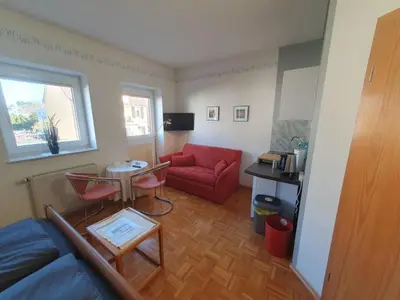 Ein Sitzbereich in der Unterkunft App 21 Gästehaus Zwingenberg