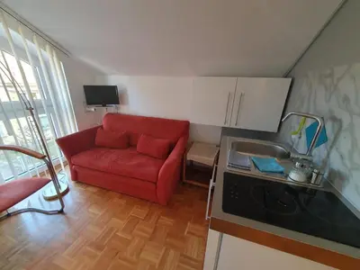 Küche/Küchenzeile in der Unterkunft App 31 Gästehaus Zwingenberg
