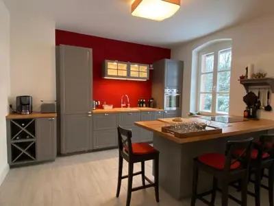Küche/Küchenzeile in der Unterkunft Charmantes Gästehaus Maya im Schloß und Hofgut Langenzell