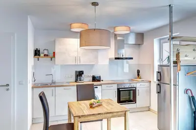 Küche/Küchenzeile in der Unterkunft Ferienwohnung Am Rehgarten