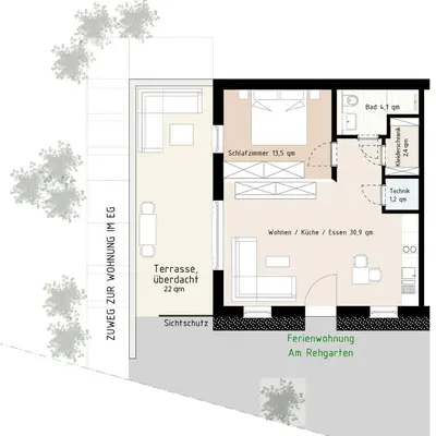 Grundriss der Unterkunft Ferienwohnung Am Rehgarten