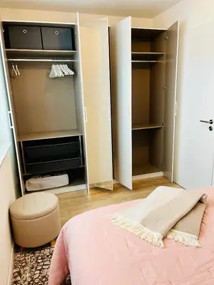 Ein Bett oder Betten in einem Zimmer der Unterkunft MyBLEISURE Premium Apartment mit Küche und Netflix nahe Heidelberg I SAP, MLP, Unternehmen im Rhein-Neckar-Kreis
