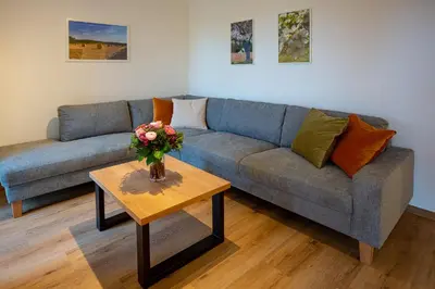 Ein Sitzbereich in der Unterkunft Ferienwohnungen - Gutshof Dürrhof