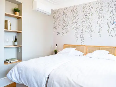 Ein Bett oder Betten in einem Zimmer der Unterkunft Gästehaus Schloss Janson