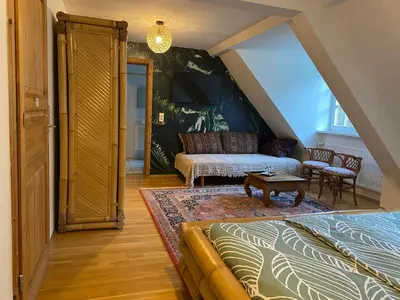 Ein Bett oder Betten in einem Zimmer der Unterkunft Felsenmühle Neuleiningen