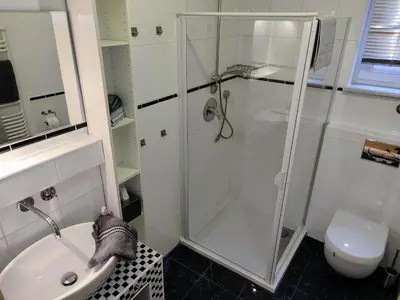 Ein Badezimmer in der Unterkunft Ferienwohnung An der Korkeiche