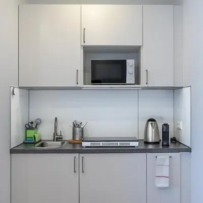 Küche/Küchenzeile in der Unterkunft IMMOCITY Apartments
